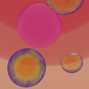 Abstract floating shapes in soft purple, pink, and blue blending into a dreamy gradient background.