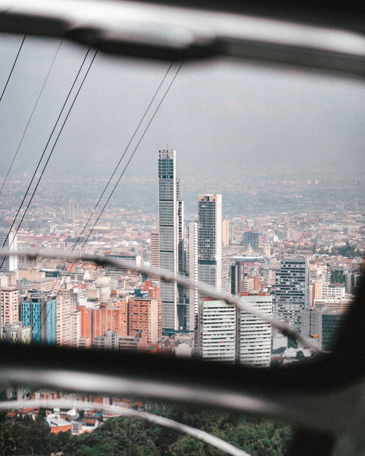 Bogotá seen from the Monserrate cable car above the city