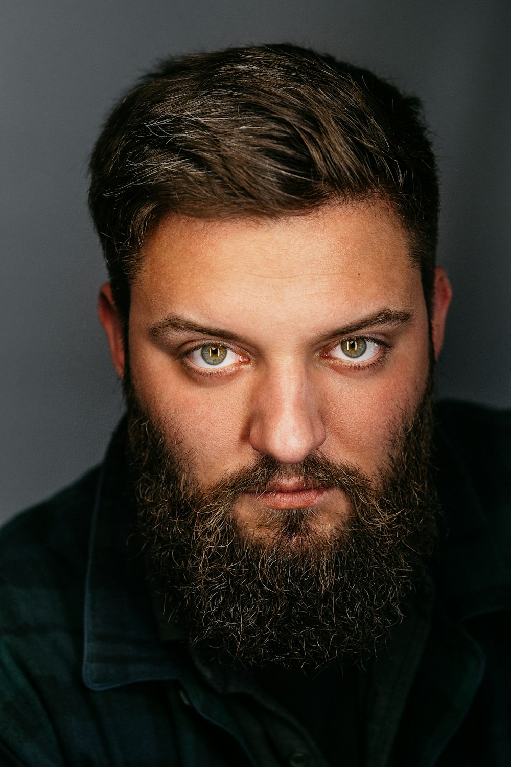 a close up of a person with a beard