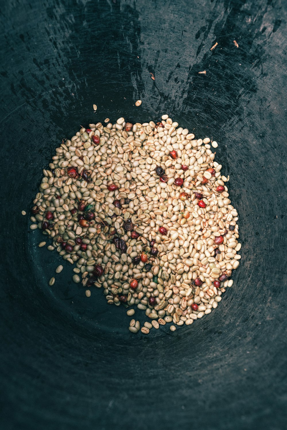 a black bowl filled with lots of food