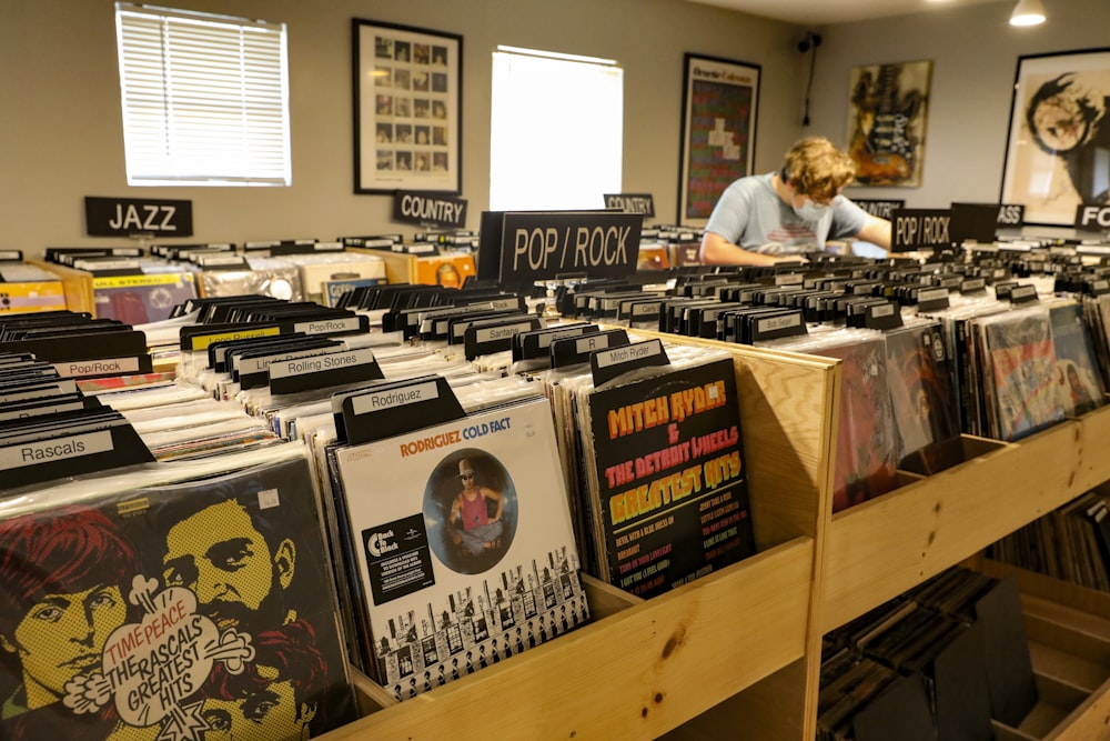 a record store filled with lots of records