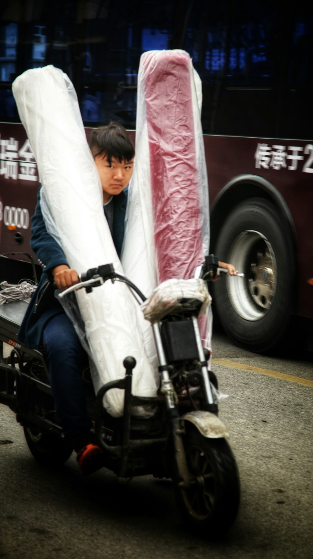 a man riding on the back of a motorcycle