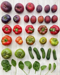 a bunch of different types of vegetables on a table