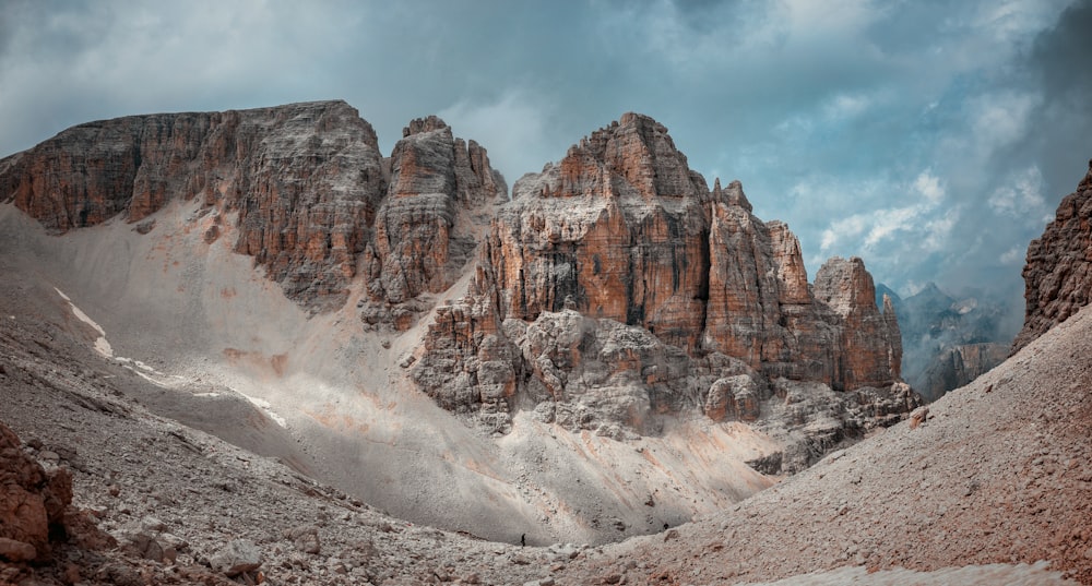 eine Gruppe von Bergen mit Schnee darauf