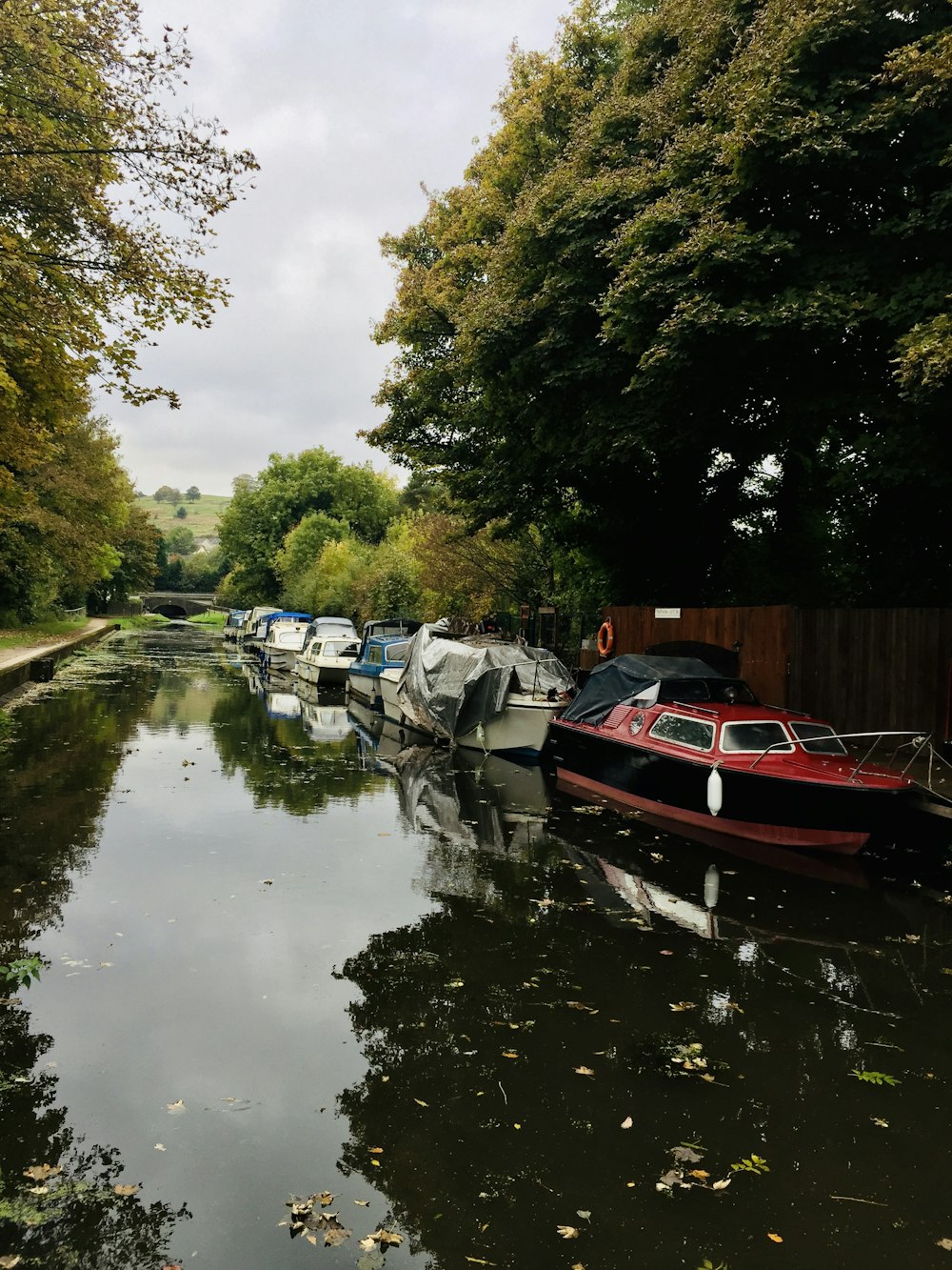 a group of boats that are sitting in the water