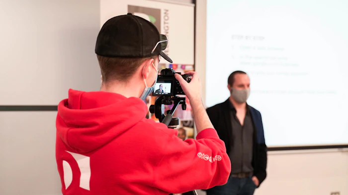 Presenter and camera for a presentation video