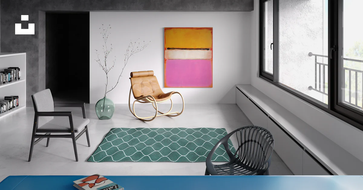 A modern living room with a rocking chair photo – Free Digital image ...