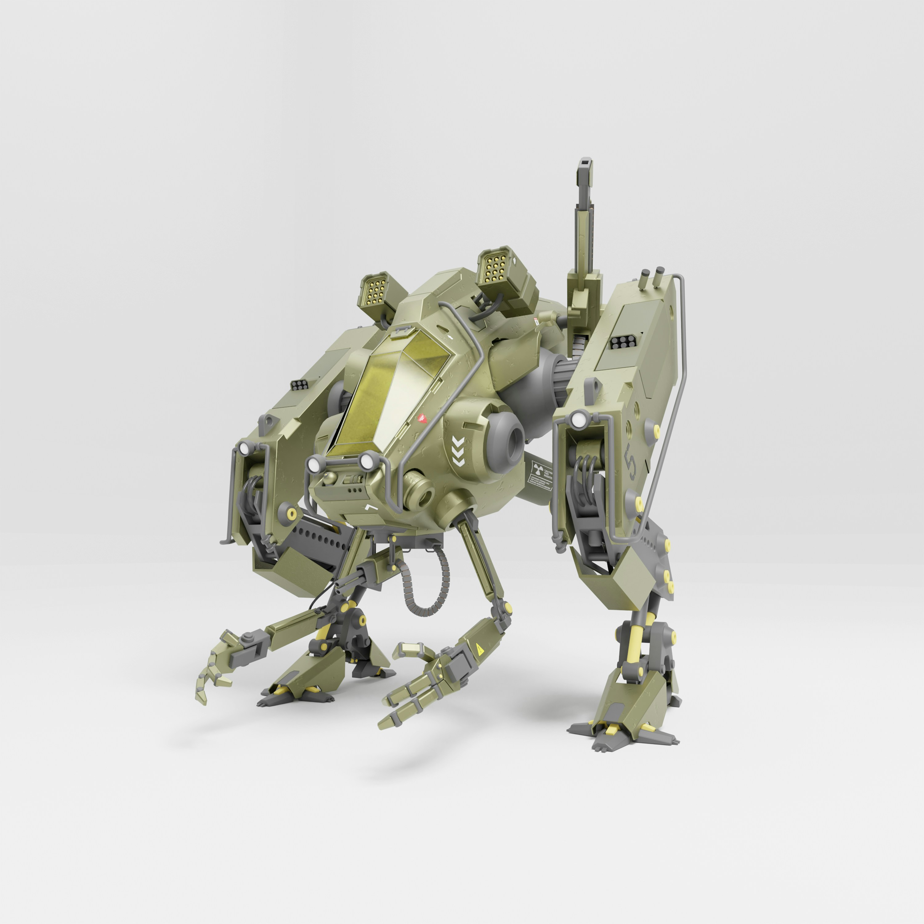 a robot that is standing on a white surface