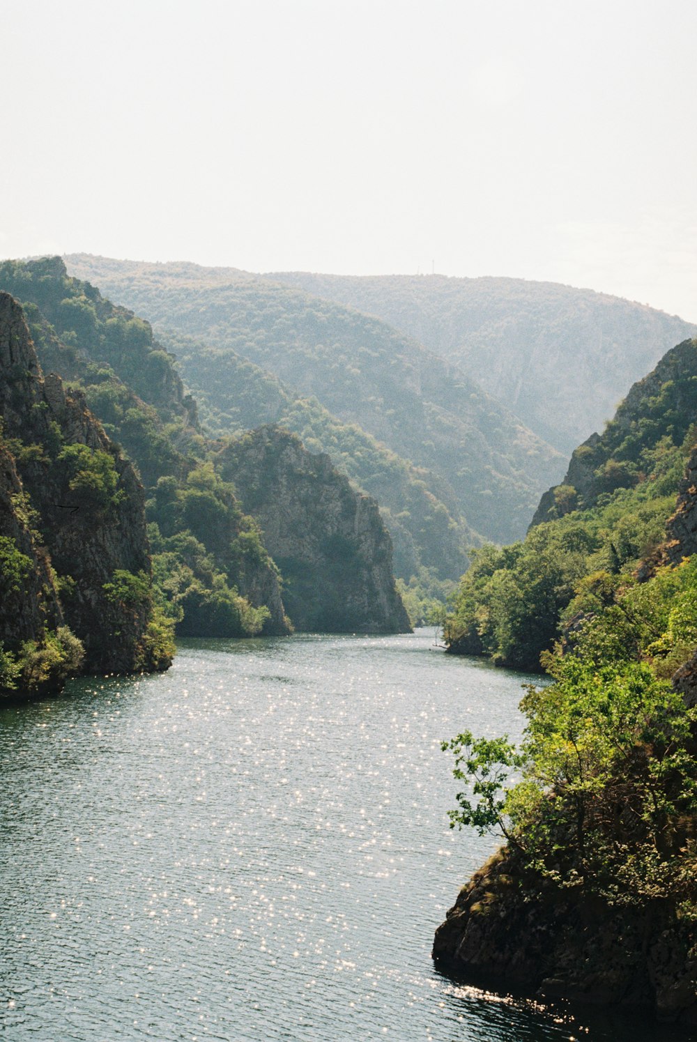 un cuerpo de agua rodeado de montañas y árboles