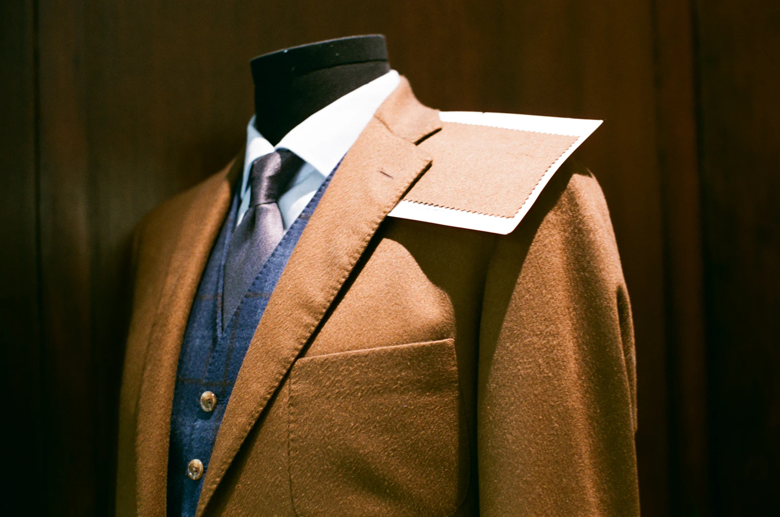 Close-up of a tailored suit jacket