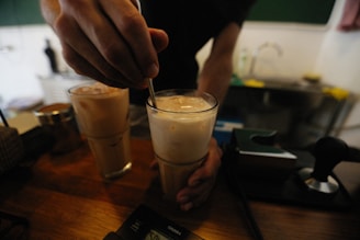A robotic mixer preparing a personalized beverage.