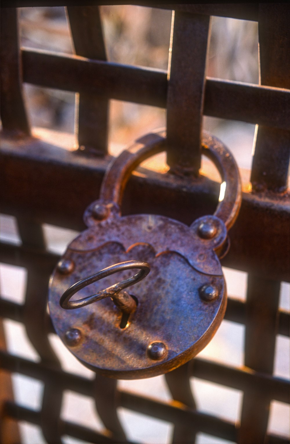 a padlock on a gate with a heart on it