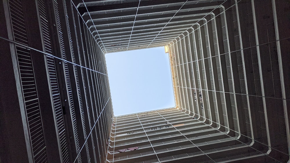 a very tall building with a skylight in the middle of it