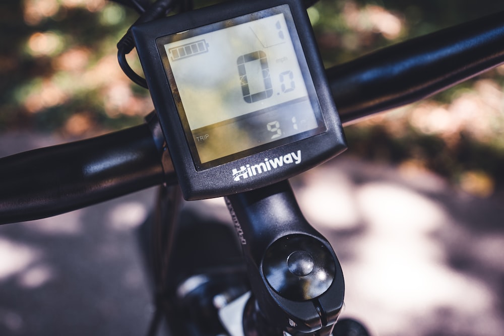 a close up of a bike's speedometer on a bike