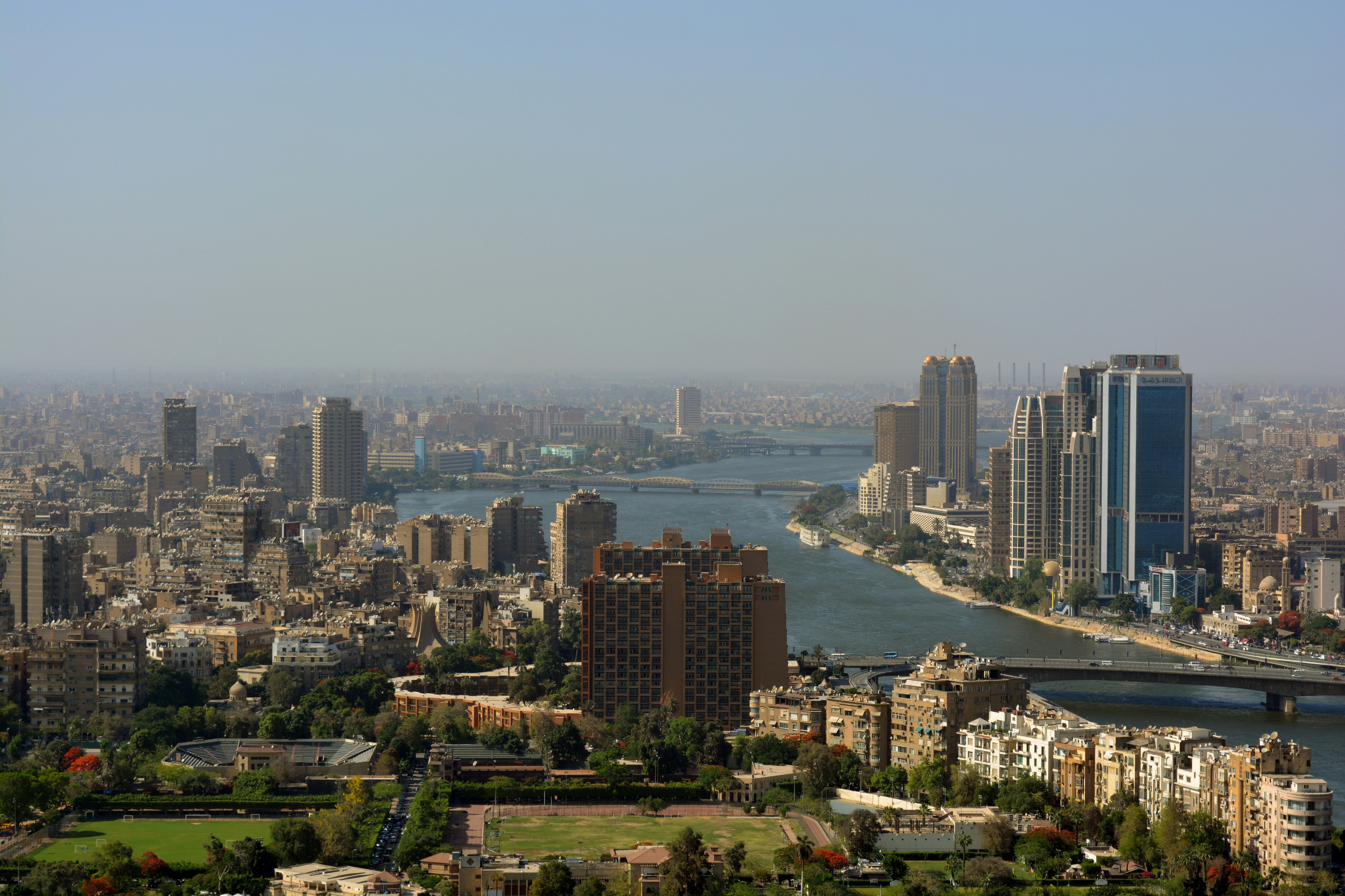Aerial skyline view of Cairo Egypt