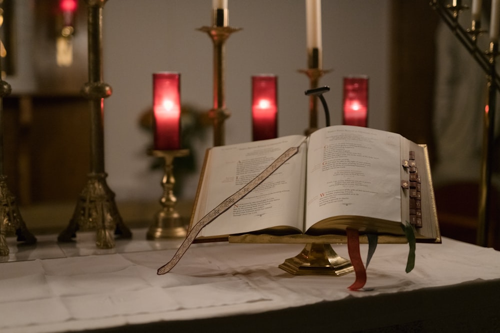 an open book sitting on top of a table