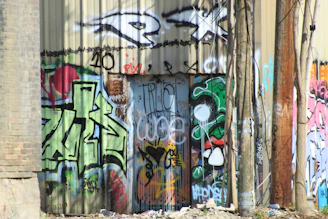 A colorful graffiti wall featuring international street art styles and tags.