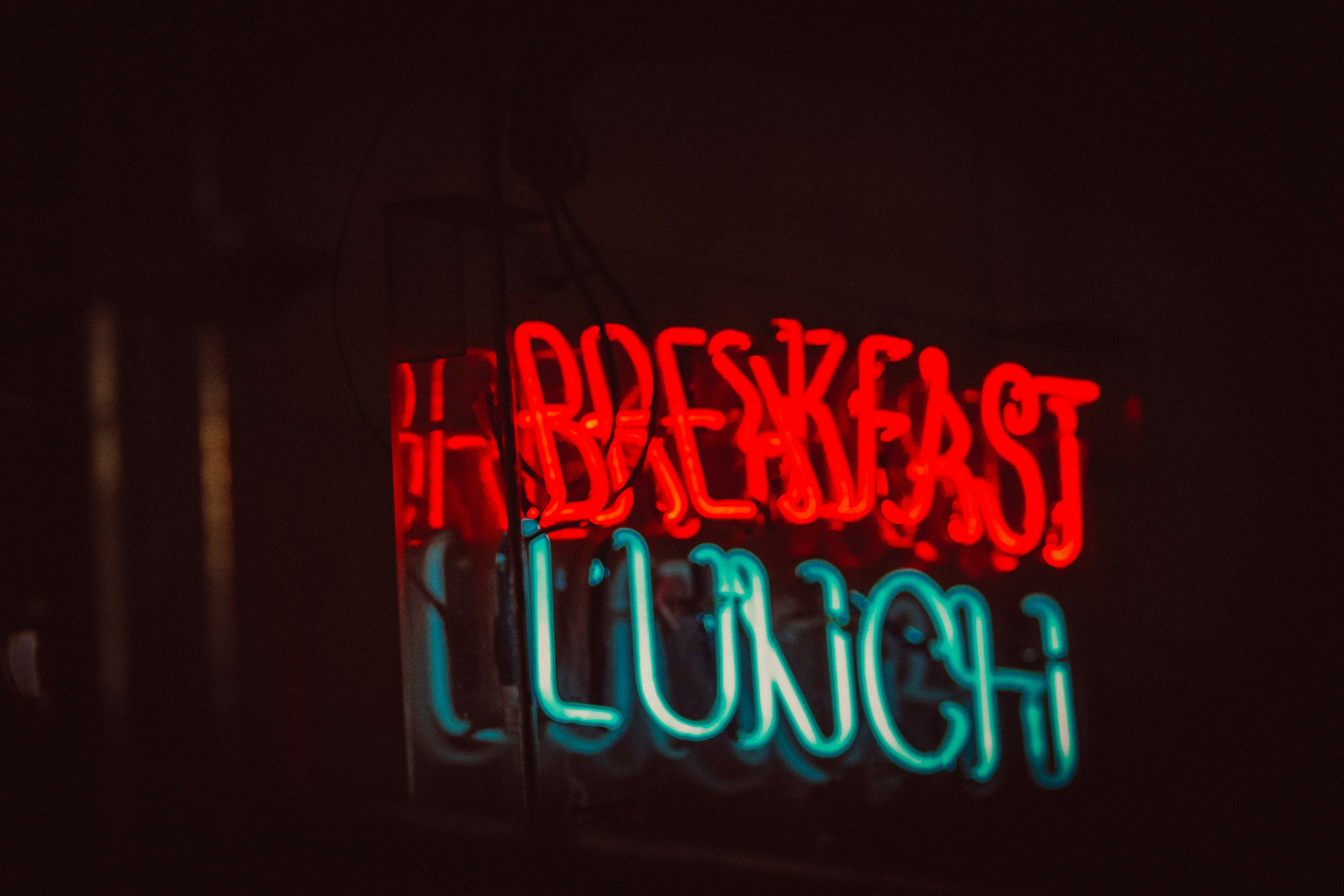 Stop image for Lowcountry to Blue Ridge: 3-Day Spring Road Trip - a neon sign that says breakfast and lunch -  in Southeast USA - Photo by Jon Tyson on Unsplash