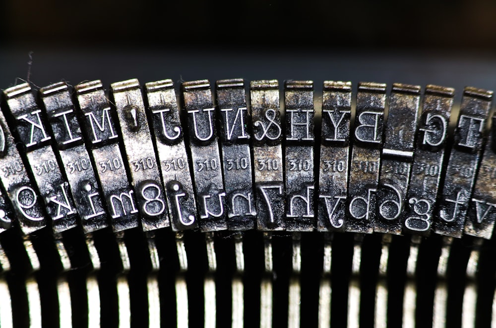 a close up of an old typewriter