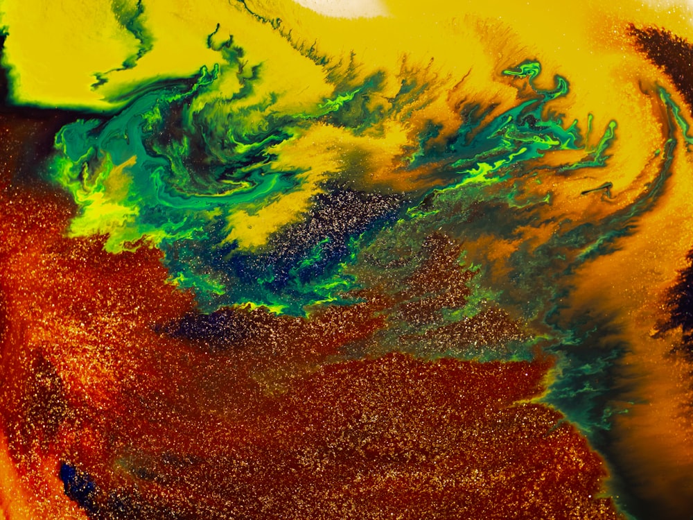 a close up of a yellow and green substance