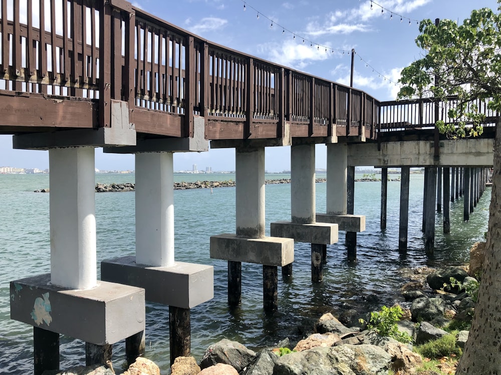 a wooden bridge over a body of water