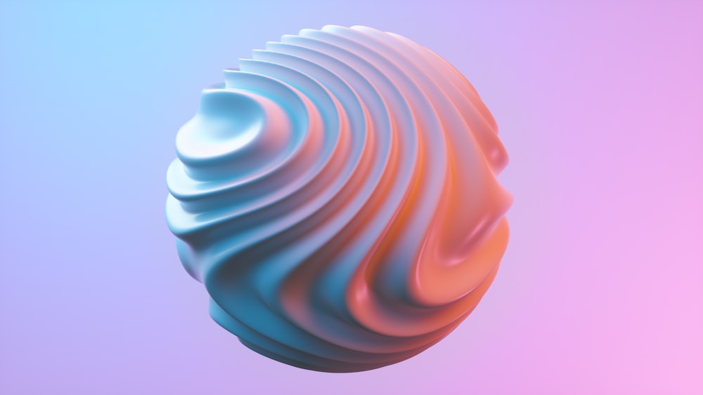 Ein 3D-Bild eines rosa und blauen Objekts