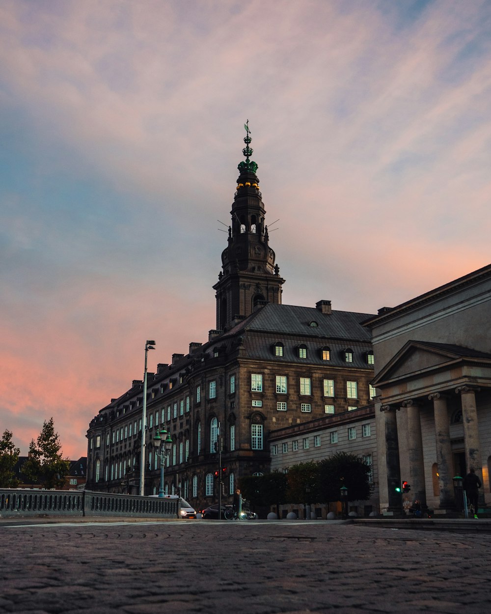 a large building with a clock tower on top of it