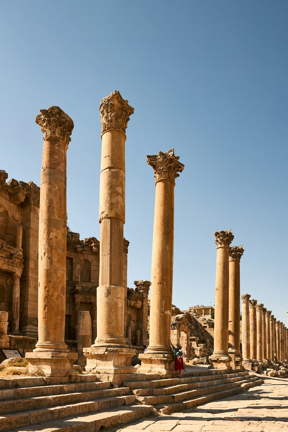 a group of stone pillars sitting next to each other