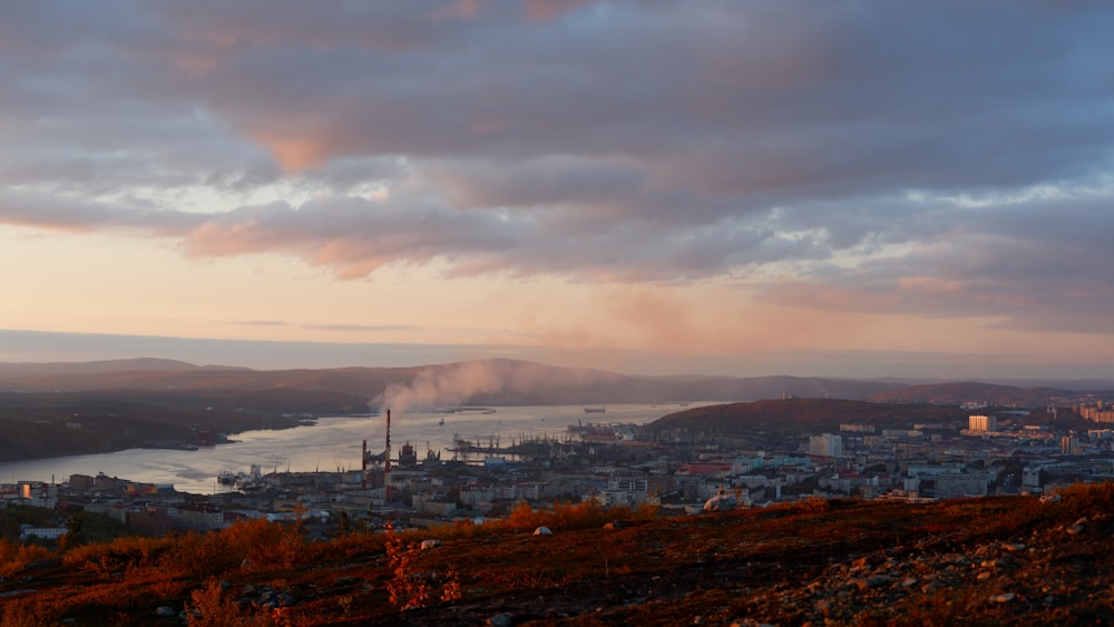 a view of a city and a body of water