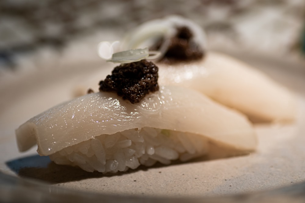 a close up of a plate of food with rice