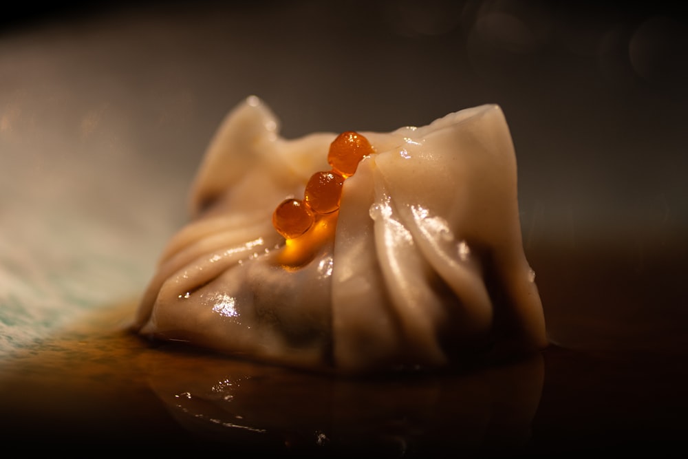 a close up of a food item on a table