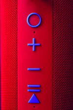 Close-up of customizable buttons and background options on a sleek interface.