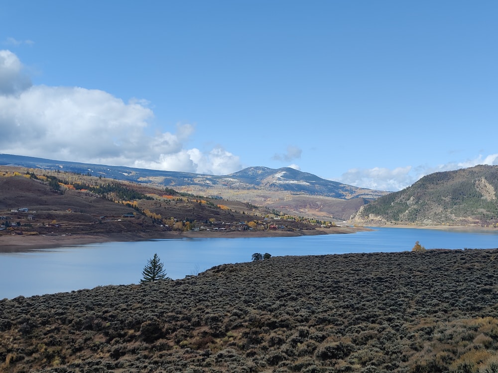 a large body of water surrounded by mountains