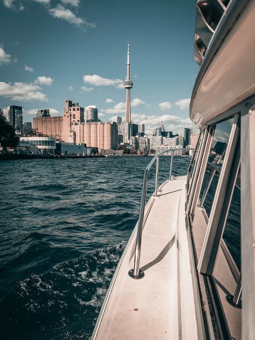 a view of a city from a boat on the water