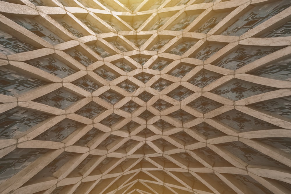 a close up view of a ceiling with a pattern on it