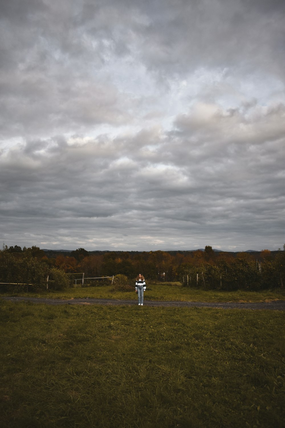 Una persona parada en un campo volando una cometa