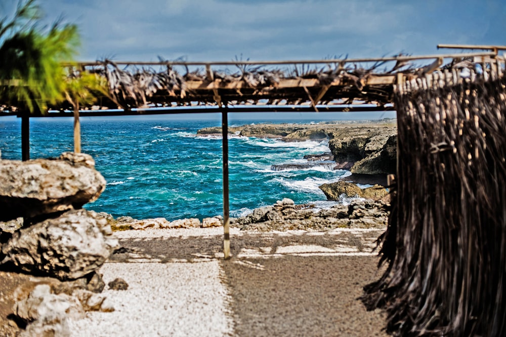 a view of a body of water from a beach