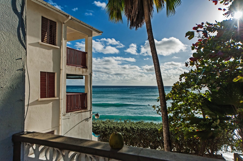 a view of the ocean from a balcony