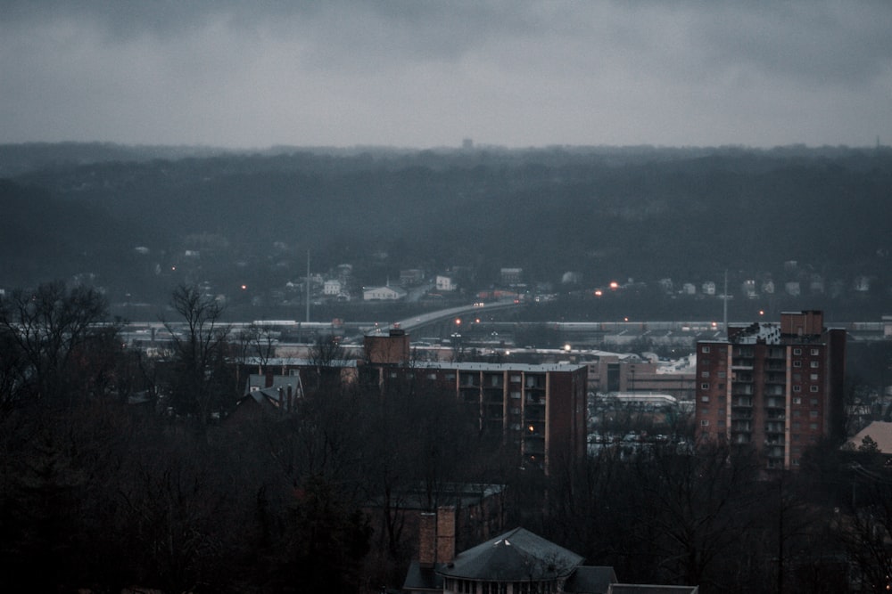 a view of a city from a distance