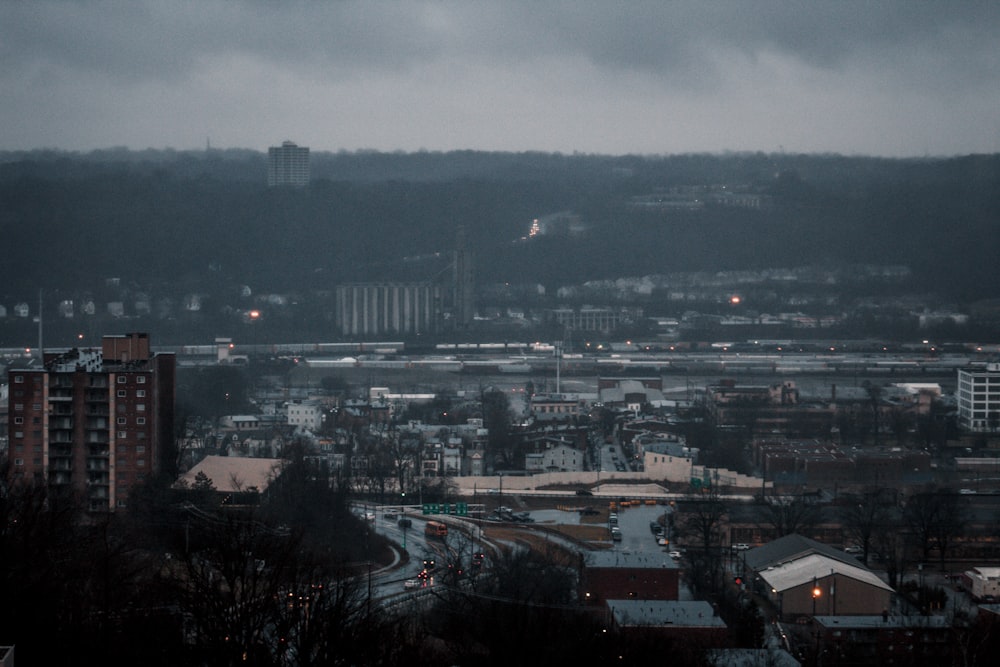 a view of a city from a hill