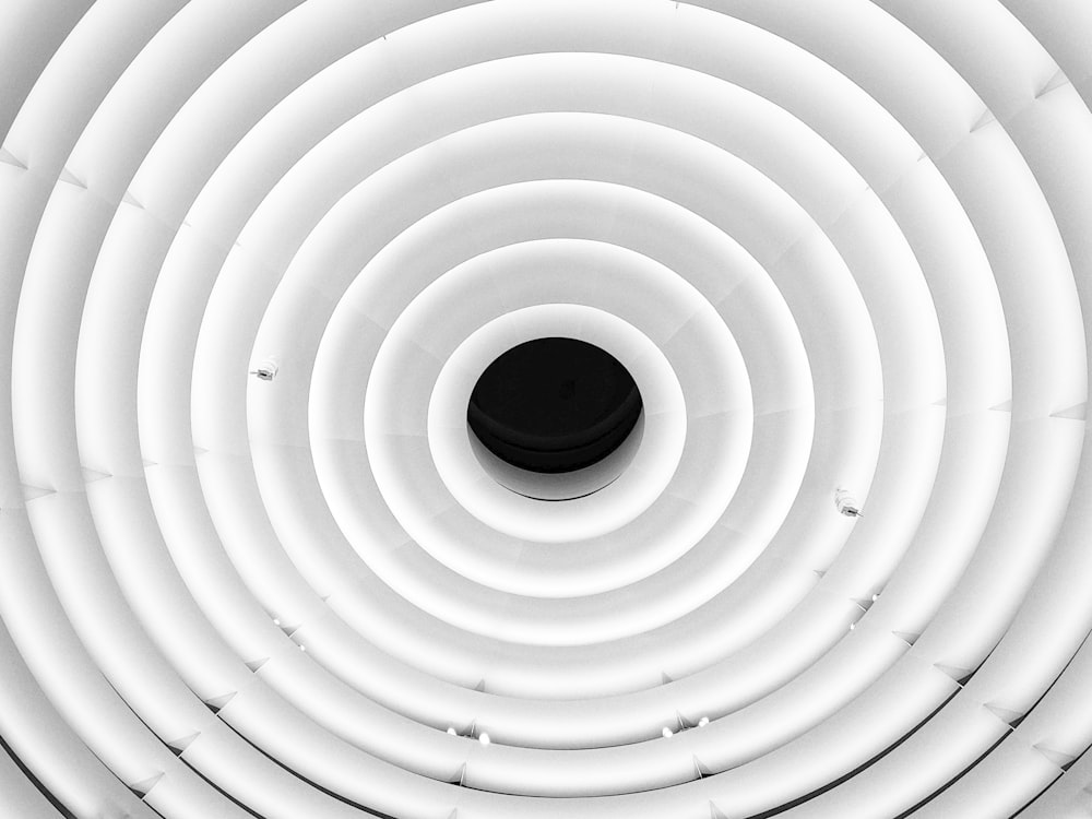 une photo en noir et blanc d’un objet circulaire