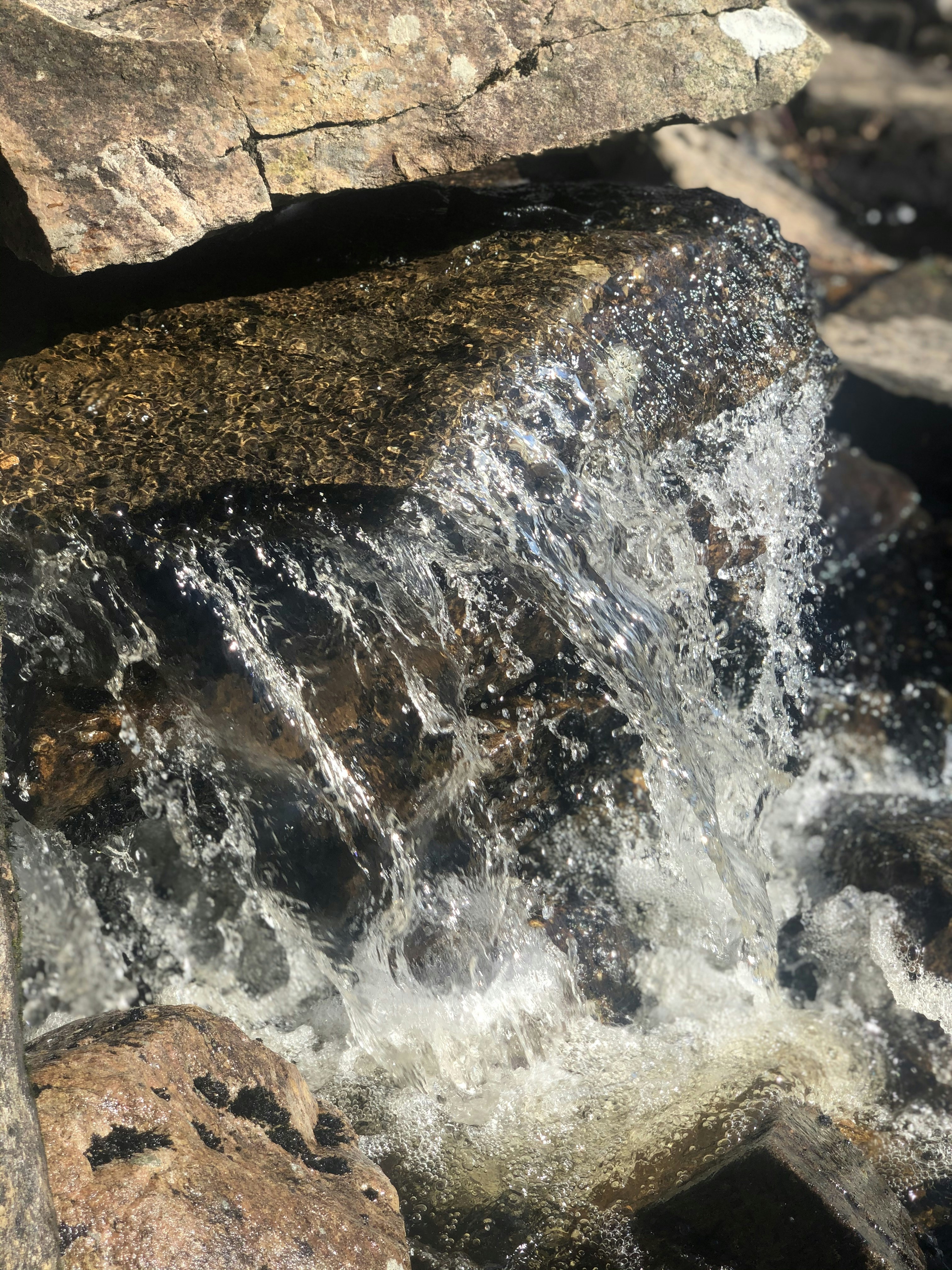 a close up of a rock with water coming out of it