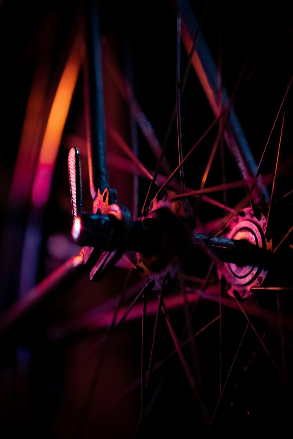 a close up of a bicycle spokes and spokes
