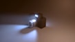 a camera with a flash light shining on it