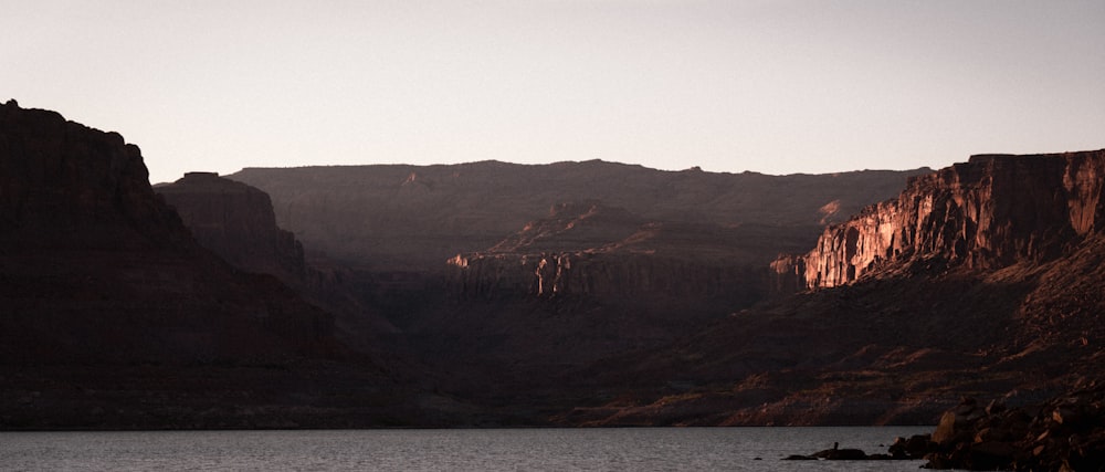 a large body of water surrounded by mountains