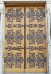 A beautifully crafted wrought iron door showcasing intricate designs.