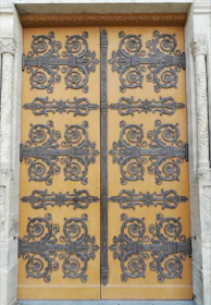 Beautifully customized front door with elegant design and finish.