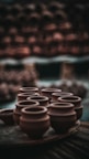 a tray of chocolate cups sitting on a table