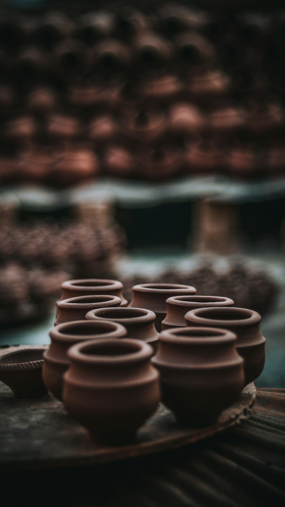 a tray of chocolate cups sitting on a table