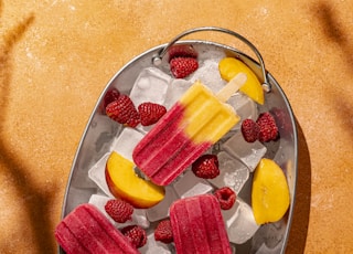 raspberry-peach ice pops